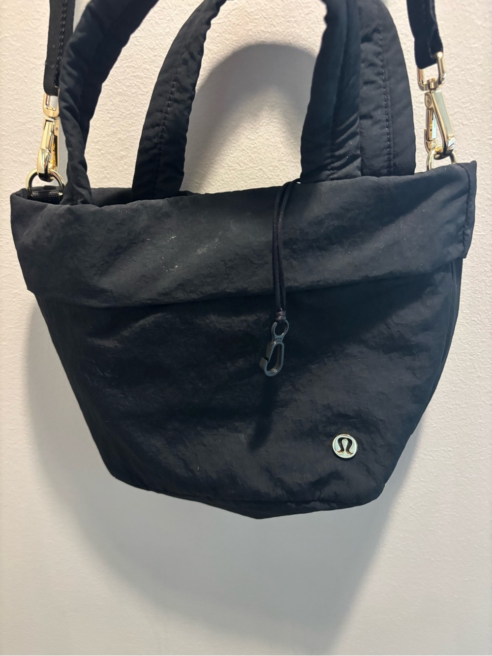 lululemon athletica Black Quilted-Style Shoulder Tote with Gold Hardware - Picture 2 of 6